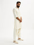 Men's Cream Viscose Pathani Kurta Set